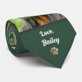 Beste Hond Papa Ooit Bosgroen Aangepaste Huisdier Stropdas (Opgerold)