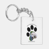 Beste hond papa ooit foto pootafdruk sleutelhanger (Voorkant Links)