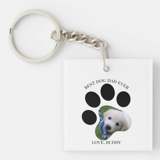 Beste hond papa ooit foto pootafdruk sleutelhanger (Voorkant)