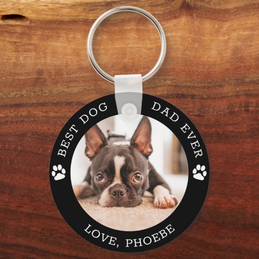Beste hond papa ooit Franse bulldog aangepaste fot Sleutelhanger (Voorkant)