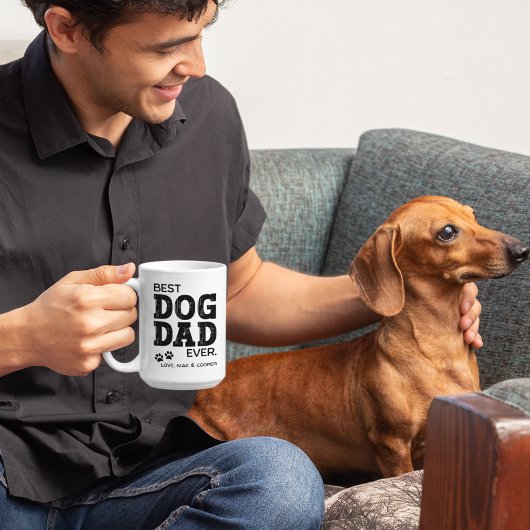 Beste hond papa ooit gepersonaliseerd tweekleurige koffiemok