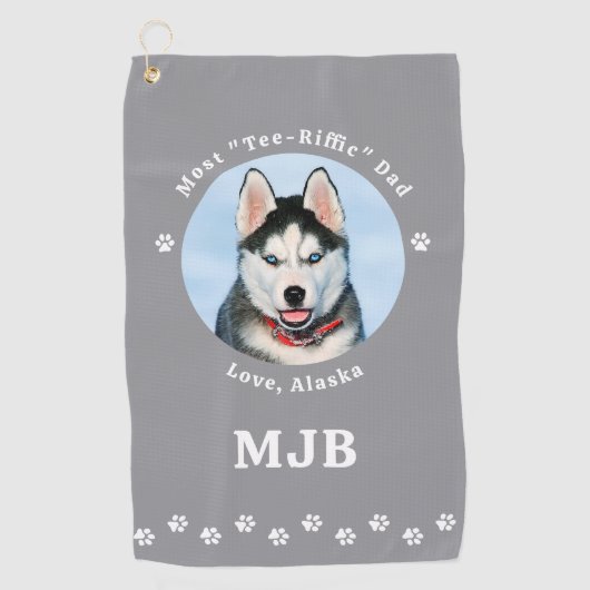 Beste HOND PAPA ooit gepersonaliseerde huisdier fo Golfhanddoek (Voorkant)