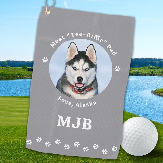 Beste HOND PAPA ooit gepersonaliseerde huisdier fo Golfhanddoek