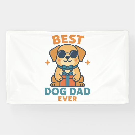 Beste hond papa ooit – Grappig vaderdag hond shirt Spandoek (Horizontaal)