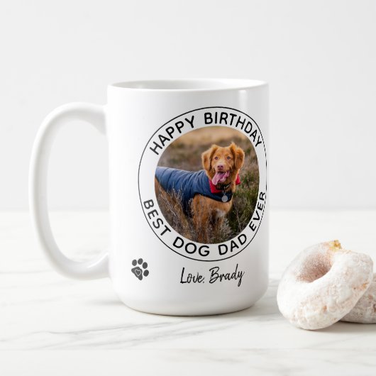 Beste Hond Papa Ooit - Happy Birthday Pet Foto Koffiemok (Met donut)