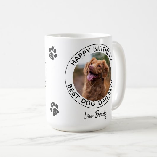 Beste Hond Papa Ooit - Happy Birthday Pet Foto Koffiemok (Voorkant rechts)