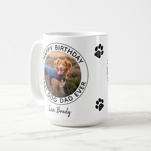 Beste Hond Papa Ooit - Happy Birthday Pet Foto Koffiemok (Voorkant links)