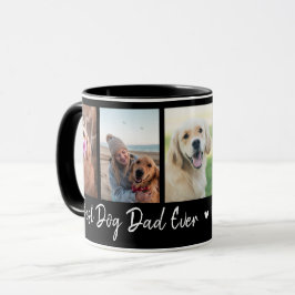 Beste Hond Papa Ooit Huisdier 5 Foto Collage Zwart Mok