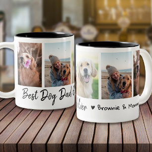 Beste hond papa ooit huisdier 5 foto collage zwart tweekleurige koffiemok