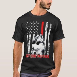 Beste Hond Papa Ooit Husky Hond Papa USA Vlag Patr T-shirt