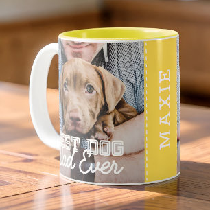 Beste hond papa ooit moderne aangepaste foto en ho tweekleurige koffiemok