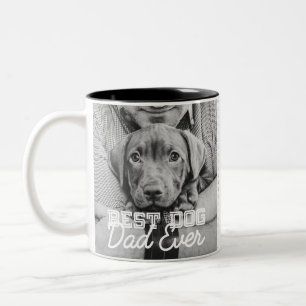 Beste hond papa ooit moderne aangepaste foto en na tweekleurige koffiemok