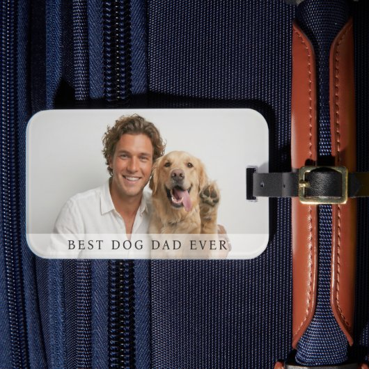 Beste hond papa ooit Moderne aangepaste foto Reis Bagagelabel (Voorkant Insitu 4)