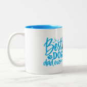 Beste hond papa ooit naam huisdier foto blauw tweekleurige koffiemok (Links)