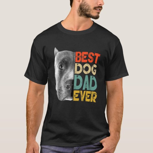 Beste Hond Papa Ooit Pitbull Vaderdag Retro T-shirt (Voorkant)