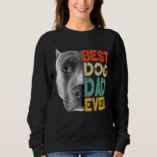 Beste Hond Papa Ooit Pitbull Vaderdag Retro Trui (Voorkant)
