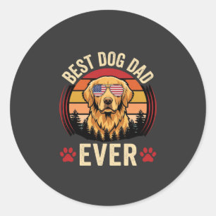 Beste hond papa ooit Retro Golden Retriever Ronde Sticker