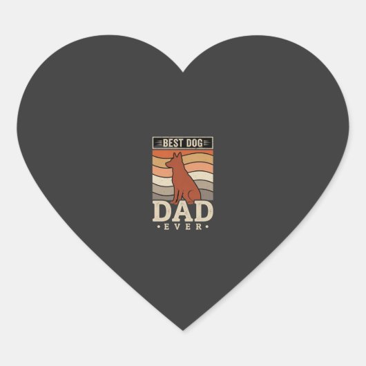 Beste hond papa ooit retro silhouet hart sticker (Voorkant)