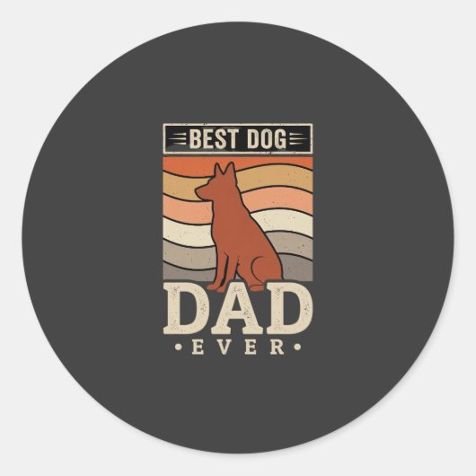Beste hond papa ooit Retro silhouet Ronde Sticker (Voorkant)