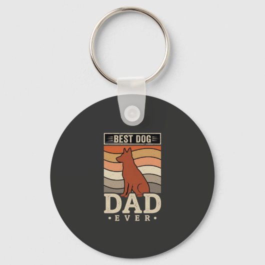 Beste hond papa ooit retro silhouet sleutelhanger (Voorkant)