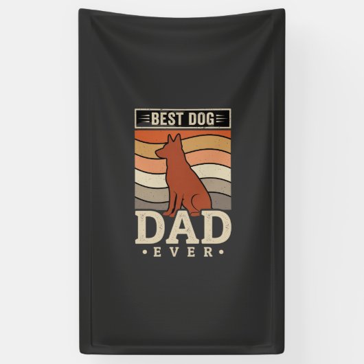 Beste hond papa ooit Retro silhouet Spandoek (Verticaal)
