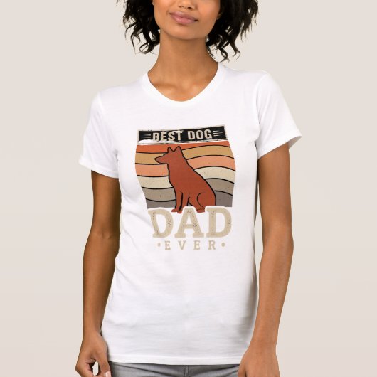 Beste hond papa ooit Retro silhouet T-shirt (Voorkant)