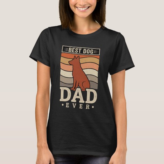 Beste hond papa ooit retro silhouet t-shirt (Voorkant)