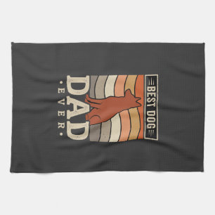Beste hond papa ooit Retro silhouet Theedoek