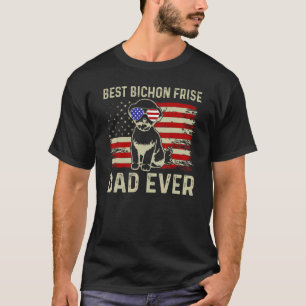 Beste Hond Papa Ooit USA Vlag Papa Joke Bichon Fri T-shirt