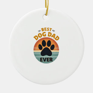 Beste hond papa ooit vintage retro poot zonsonderg keramisch ornament