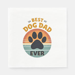 Beste hond papa ooit vintage retro poot zonsonderg servet