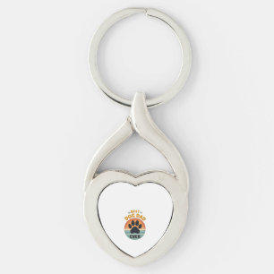 Beste hond papa ooit vintage retro poot zonsonderg sleutelhanger