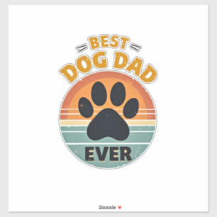 Beste hond papa ooit vintage retro poot zonsonderg sticker