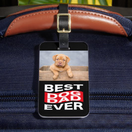 Beste hond papa ooit zwart huisdier foto Custom Bagagelabel