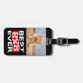 Beste hond papa ooit zwart huisdier foto Custom Bagagelabel (Voorkant horizontaal)