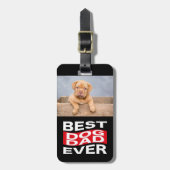 Beste hond papa ooit zwart huisdier foto Custom Bagagelabel (Voorkant verticaal)