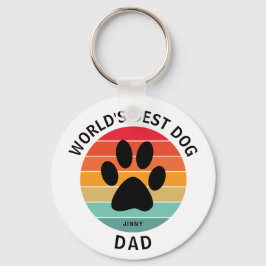 Beste Hond Papa Pootafdruk Retro Zonsondergang Maa Sleutelhanger