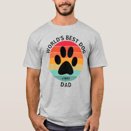 Beste Hond Papa Pootafdruk Retro Zonsondergang Maa T-shirt