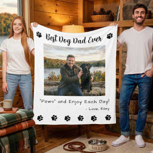 Beste Hond Papa Pootjes Huisdier Witte Foto Fleece Deken