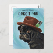 Beste Hond Papa Pug Puppy Vaderdag Briefkaart (Voorkant / Achterkant)