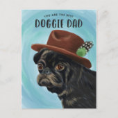Beste Hond Papa Pug Puppy Vaderdag Briefkaart (Voorkant)
