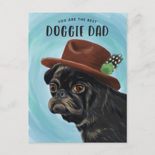 Beste Hond Papa Pug Puppy Vaderdag Briefkaart (Voorkant)
