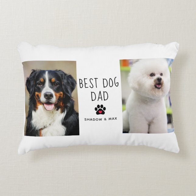 Beste hond papa | Twee foto handgeschreven tekst k Accent Kussen (Voorkant)