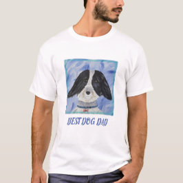 Beste Hond Papa Zwart en Wit Losse Furry op Blauw T-shirt