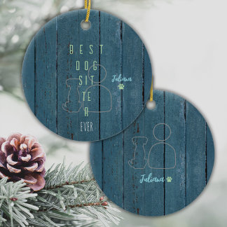 Beste Hond Sitter Custom Kerst Ornament