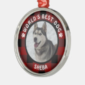 BESTE HOND TER WERELD Rode Buffalo Check Persoonli Metalen Ornament (Links)