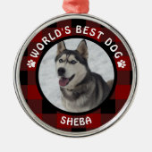 BESTE HOND TER WERELD Rode Buffalo Check Persoonli Metalen Ornament (Voorkant)