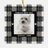 BESTE HOND TER WERELD Zwart Wit Tan Schots geruit Keramisch Ornament (Voorkant)