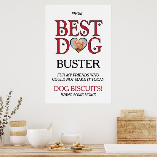 Beste Hond Trouwen Biscuit Bar met Huisdieren Foto Poster (Keuken)