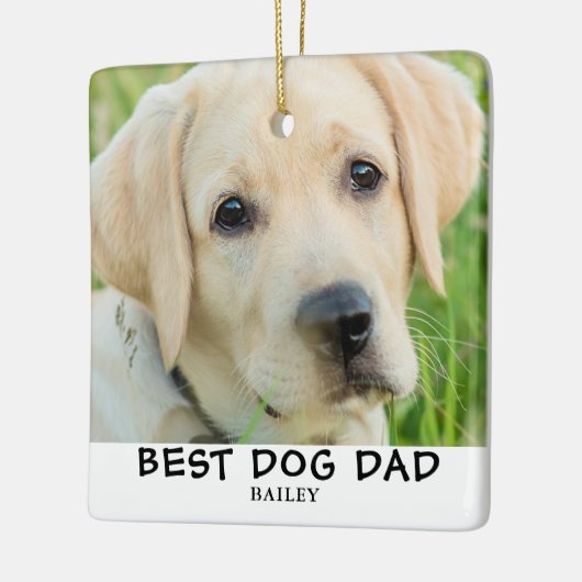 Beste hond vader 2 Foto naam Keramisch Ornament (Links)